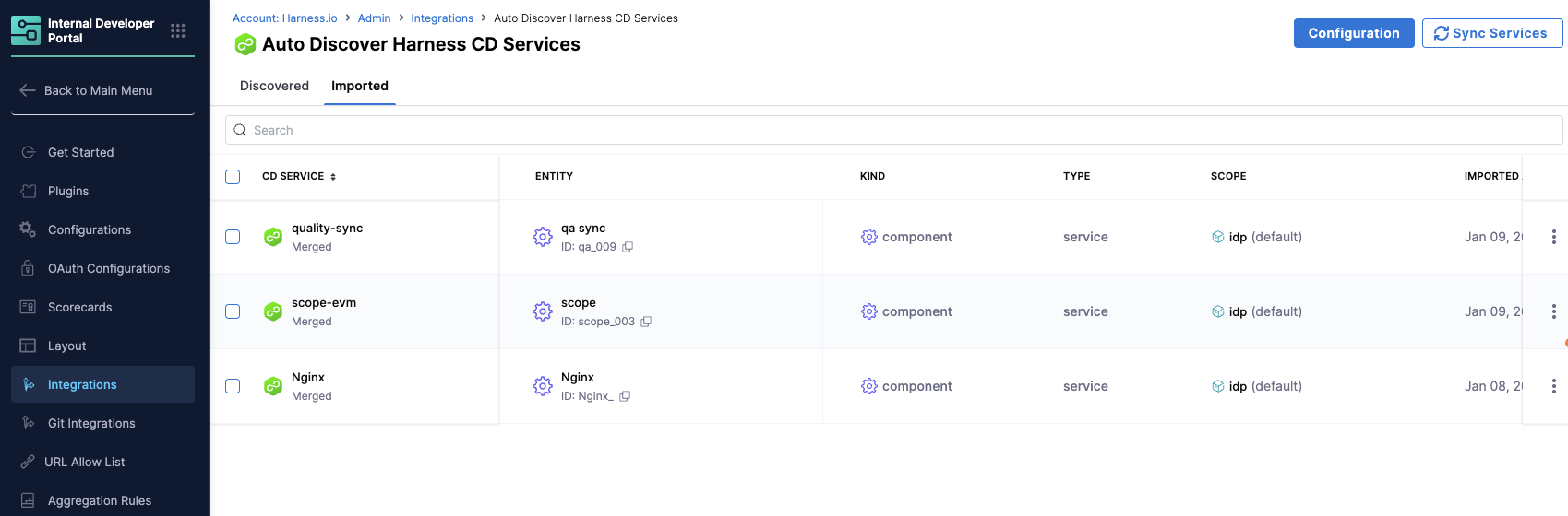 Imported Services